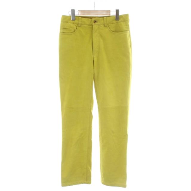 【中古】ポールスミスコレクション PAUL SMITH COLLECTION レザーパンツ ボトムス ラムレザー 羊革 黄色 イエロー