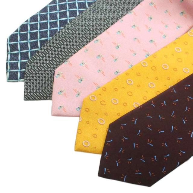 【中古】ブルガリ BVLGARI ネクタイ 5本セット 絹 シルク ワイドタイ 総柄 ロゴ マルチカラー /XZ ■GY18 メンズ