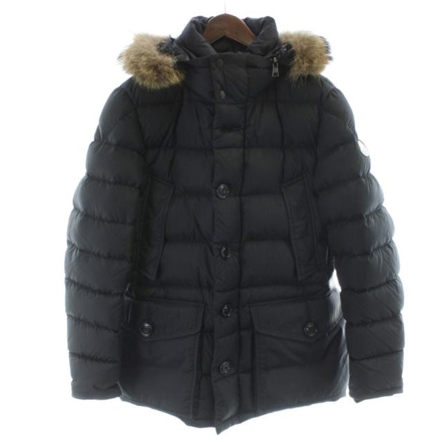 【中古】モンクレール MONCLER CLUNY クラニー ダウンジャケット コート ショート コヨーテファー フード 1 M