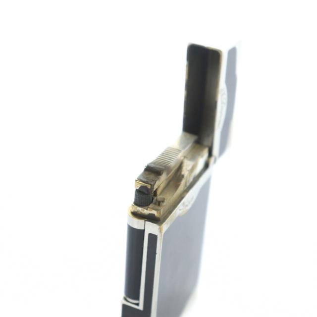 【中古】エステーデュポン S.T.DUPONT ライン2 ブラックラッカー パラディウム ガスライター 着火確認済み 銀色 黒_5