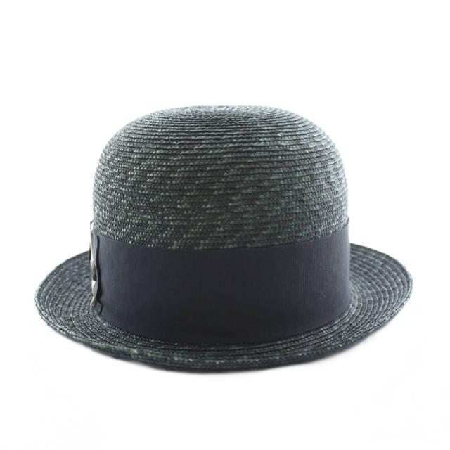 【中古】ボルサリーノ Borsalino 18.57 ストローハット 麦わら 帽子 天然草 紺 ネイビー 緑 グリーン メンズ_2