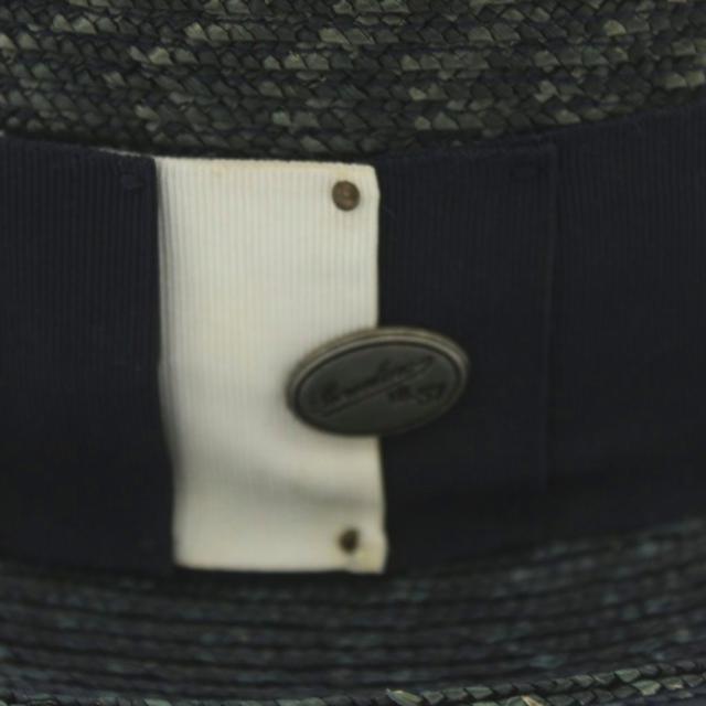 【中古】ボルサリーノ Borsalino 18.57 ストローハット 麦わら 帽子 天然草 紺 ネイビー 緑 グリーン メンズ_6