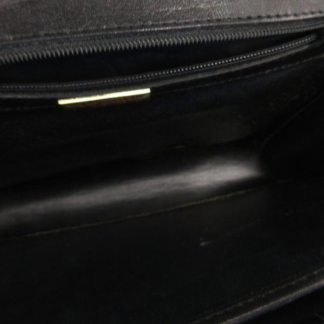 【中古】i santi  イサンティ ショルダーバッグ 斜め掛け クロコ型押し レザー 黒 ブラック ターンロック開閉