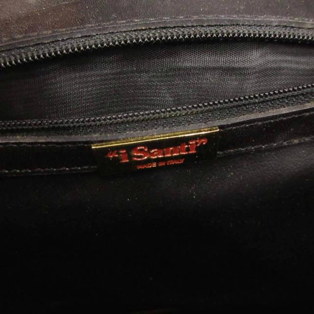 【中古】i santi  イサンティ ショルダーバッグ 斜め掛け クロコ型押し レザー 黒 ブラック ターンロック開閉