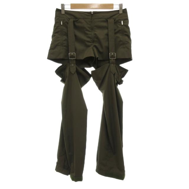 【中古】ジルサンダー JIL SANDER ボンテージパンツ ショート 2WAY ストレート ベルト 34 カーキ /GV ■GY18