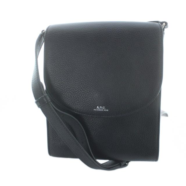 【中古】アーペーセー A.P.C. サコッシュ デミルーン ショルダーバッグ 曲がったがけ ロゴタイプ なめし革 黒 黒いこと ■GY18