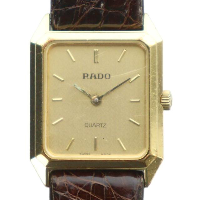 【中古】ラドー RADO ジャンク品 133.5289.2 腕時計 ウォッチ クォーツ スクエア レザーベルト ゴールド色 ■GY18