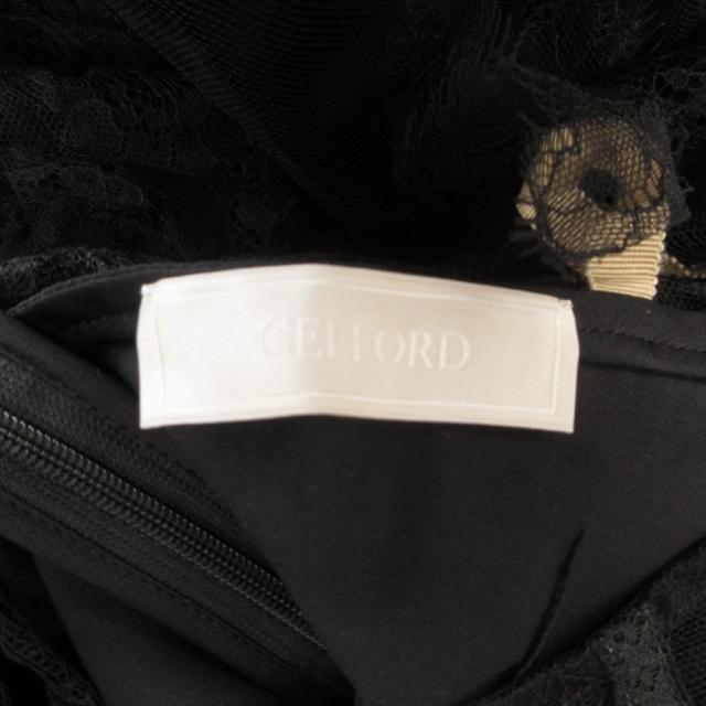 【中古】セルフォード CELFORD 美品 ワンピース フォーマル レース 半袖 マキシ ロング 黒 ブラック /AE ■GY18_5