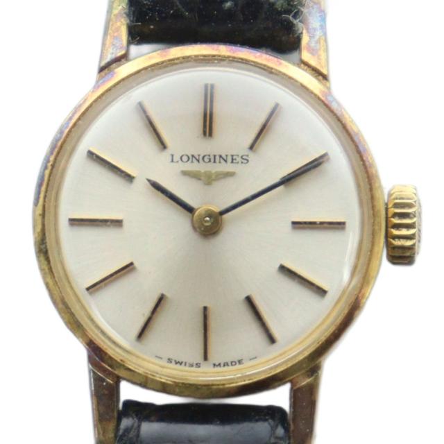 【中古】ロンジン LONGINES 17469338 腕時計 ウォッチ 手巻き ロゴ レザーベルト ゴールド色 ■GY18 /MQ レディース