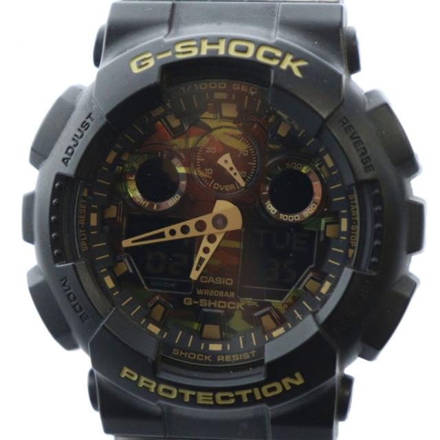 【中古】カシオジーショック CASIO G-SHOCK GA-100CF 腕時計 ウォッチ クォーツ アナデジ ロゴ カレンダー付き 黒