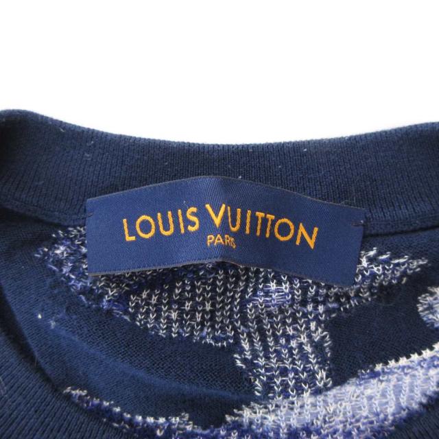 【中古】ルイヴィトン LOUIS VUITTON ウォーターカラーモノグラム カットソー Tシャツ M 半袖 クルーネック 総柄 紺_4