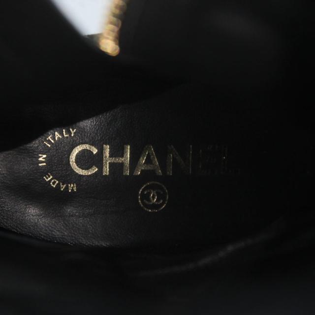 【中古】シャネル CHANEL ロングブーツ スエード キルティング チェーン ココマーク 38C 24.5cm 黒 ブラック G35090_6