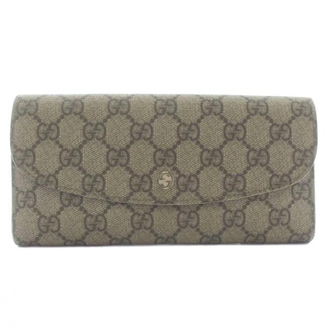 【中古】グッチ GUCCI 長財布 三つ折り PVC レザー GGスプリーム 総柄 ベージュ 256926・0959 /XZ ■OH ■GY11