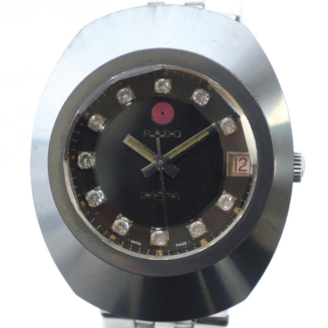 【中古】ラドー RADO DIASTAR ダイヤスター 腕時計 ヴィンテージ 12P カットガラス 自動巻き 黒文字盤 デイト