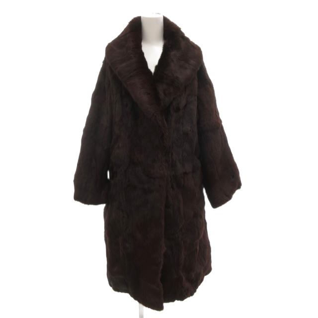 【中古】ノーブランド ファーコート 毛皮 ミンクファー ロング丈 ダークブラウン /AE ■GY11 レディース
