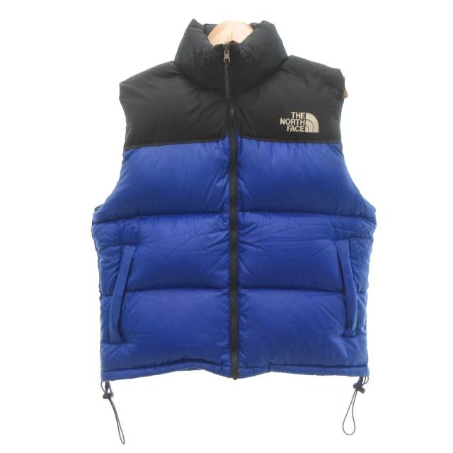 【中古】ザノースフェイス THE NORTH FACE ヌプシ ダウンベスト ナイロン カラーブロック M 青 ブルー /UO ■GY27