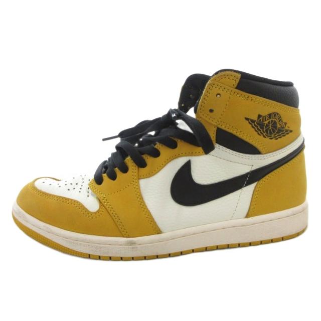 【中古】ナイキ NIKE AIR JORDAN 1 RETRO HIGH OG エアジョーダン スニーカー シューズ ハイカット 27.5 黄 DZ-5485