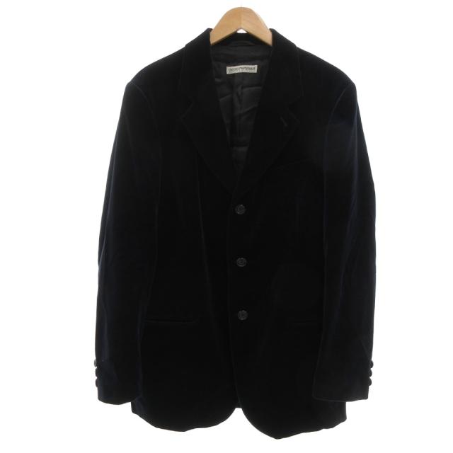 【中古】エンポリオアルマーニ EMPORIO ARMANI ヴィンテージ ベロア テーラードジャケット 50 ダークネイビー