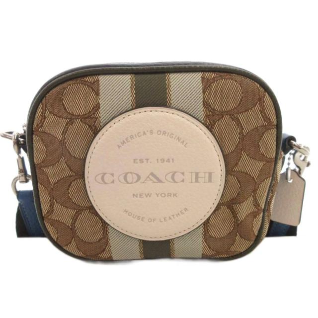 【中古】コーチ COACH ポシェット ポーチ ミニバッグ シグネチャー レザー キャンバス ベージュ 2635