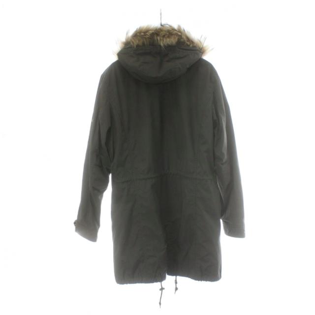 【中古】バーバリーブラックレーベル BURBERRY BLACK LABEL モッズコート L カーキ 長袖 フード ファー付き_1