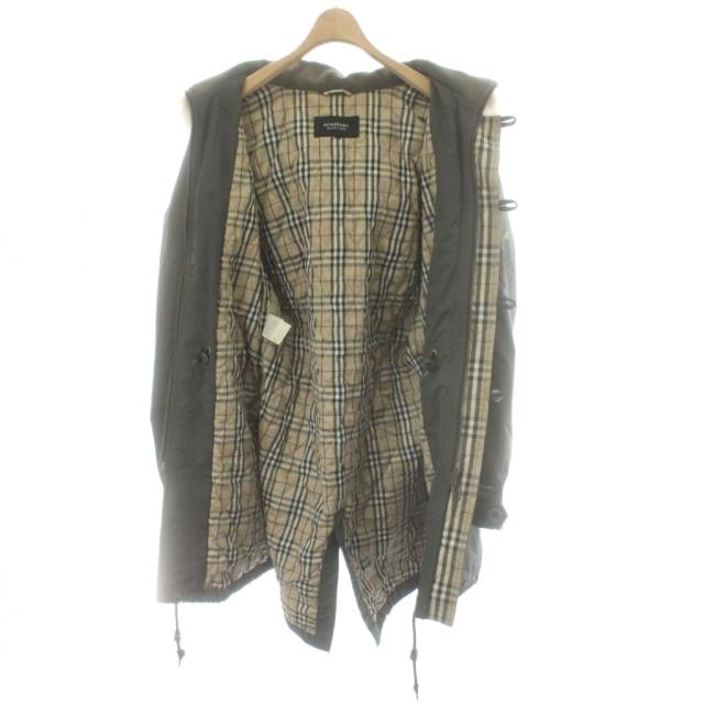 【中古】バーバリーブラックレーベル BURBERRY BLACK LABEL モッズコート L カーキ 長袖 フード ファー付き_2