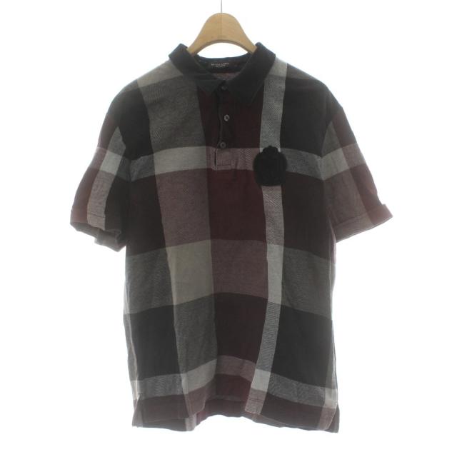 【中古】ブラックレーベルクレストブリッジ BLACK LABEL CRESTBRIDGE ポロシャツ 半袖 ワッペン チェック柄