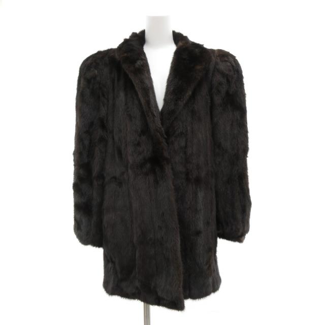 【中古】ブラックグラマ BLACKGLAMA ダークミンクファー コート 毛皮 ミドル丈 11 ダークブラウン /JS ■GY18