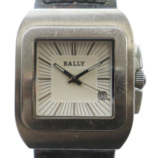 【中古】バリー BALLY L110-119 腕時計 ウォッチ クォーツ ロゴ レザーベルト カレンダー付き シルバー色 ■GY18