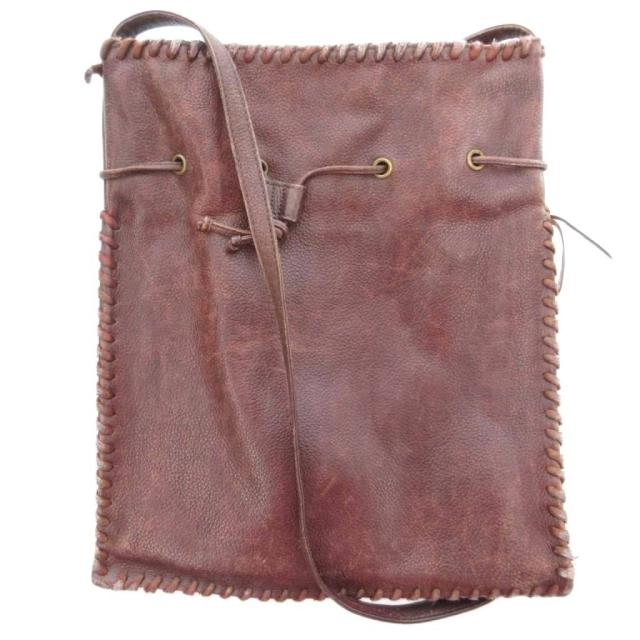 【中古】イヴサンローラン YVES SAINT LAURENT ヴィンテージ 巾着 ショルダーバッグ レザー 茶 ドローストリング