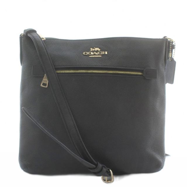 中古】コーチ COACH ショルダーバッグ レザー ロゴ ゴールド金具 黒