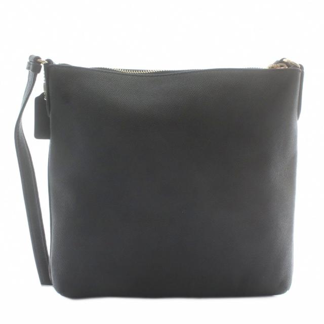 中古】コーチ COACH ショルダーバッグ レザー ロゴ ゴールド金具 黒