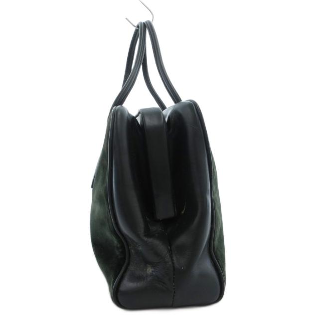 【中古】プラダ PRADA ヴィンテージ トートバッグ ハンドバッグ ベルベット ベロア レザー 切替 がま口 緑 グリーン_2