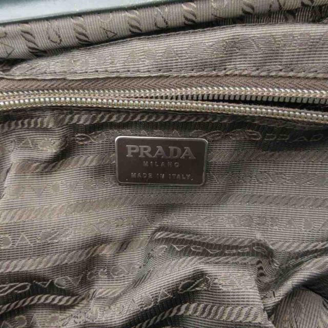 【中古】プラダ PRADA ヴィンテージ トートバッグ ハンドバッグ ベルベット ベロア レザー 切替 がま口 緑 グリーン_5