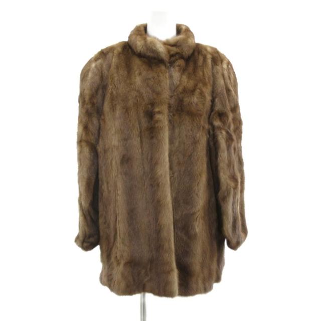 【中古】ニナリッチ NINA RICCI パステルミンク ファー コート 毛皮 ハーフ ミドル 15 茶 ブラウン