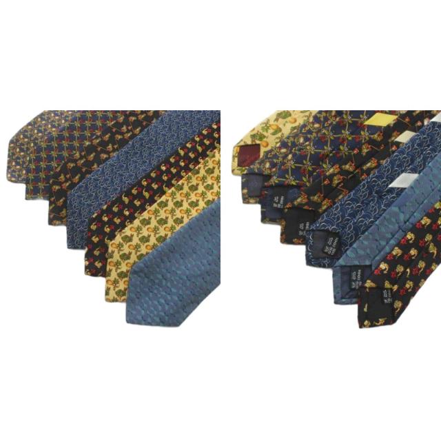 【中古】サルヴァトーレフェラガモ Salvatore Ferragamo ネクタイ 7本セット 絹 シルク ワイドタイ 総柄 マルチカラー