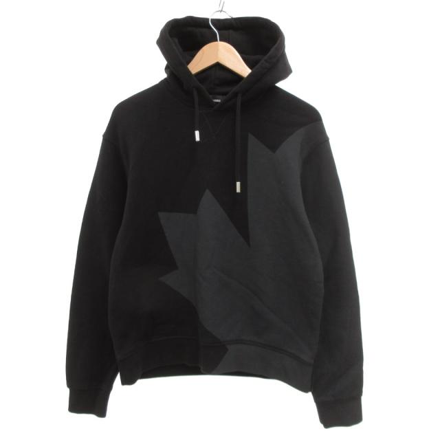 【中古】ディースクエアード DSQUARED2 スウェットパーカー トレーナー プルオーバー プリント XS 黒 ブラック /JS
