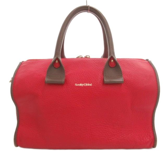 【中古】シーバイクロエ SEE BY CHLOE ハンドバッグ ショルダー 2way レザー ロゴ ピンク 04-13-97-65