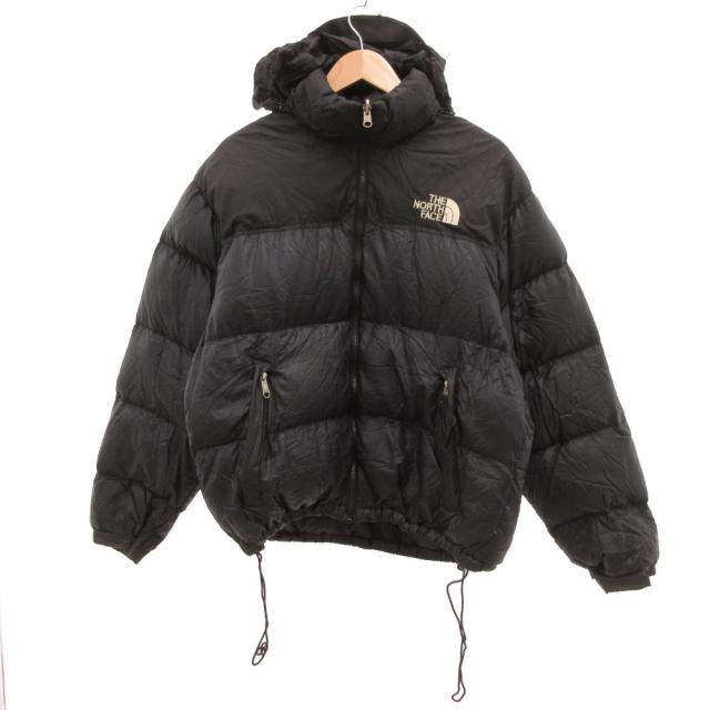 【中古】ザノースフェイス THE NORTH FACE ヌプシ ダウンジャケット ロゴ リップストップ 黒 ブラック /JS ■GY18