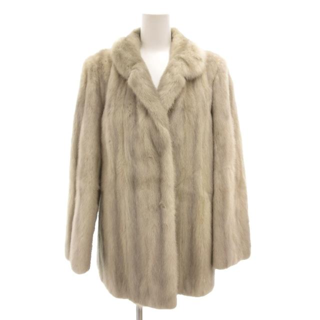 【中古】ナカムラ ファー Nakamura fur サファイアミンクファーコート 毛皮 前留 ミドル丈 ハーフ ライトグレー /GV