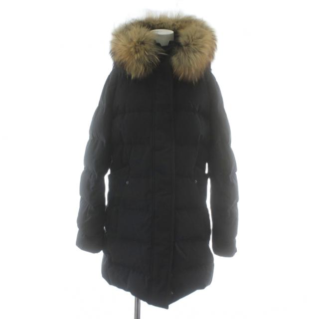 【中古】ピレネックス Pyrenex GRENOBLE ダウンコート アウター 毛皮 ラクーン ミドル フード ジップアップ 42 黒