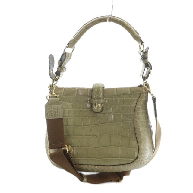 【中古】ADMJ アクセソワ Accessoires De Mademoiselle ハンド ショルダーバッグ 2WAY レザー クロコダイル レザー