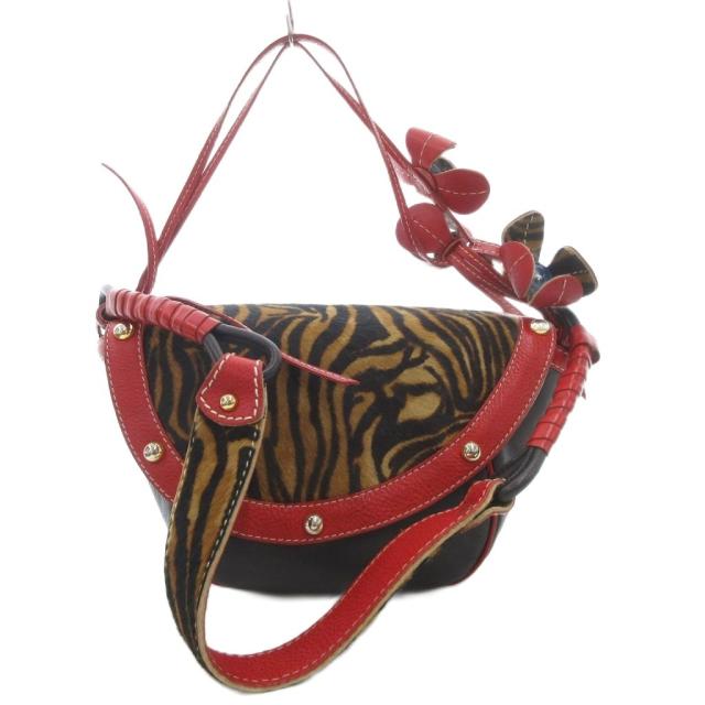 【中古】フルッティディボスコ FRUTTI DI BOSCO ハンドバッグ ワンショルダー 2WAY ハラコ レザー ゼブラ柄