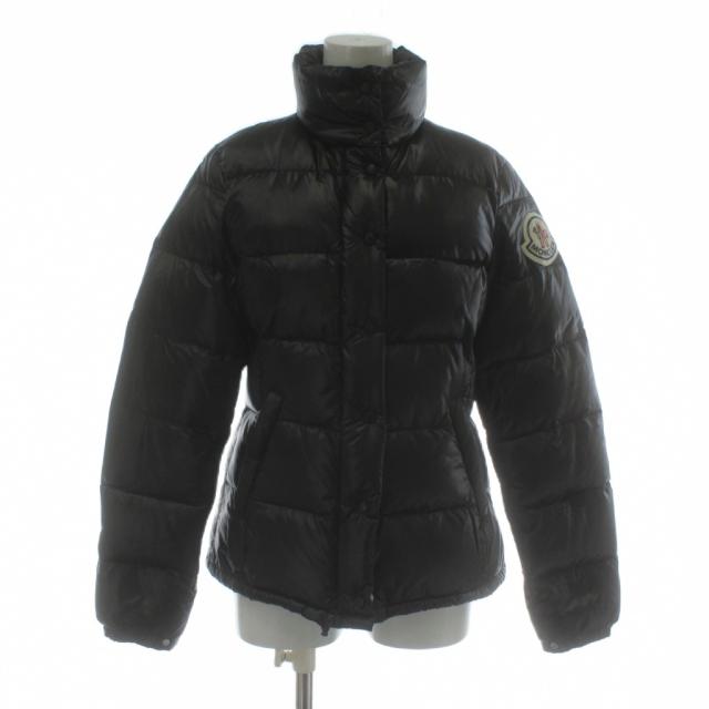 【中古】MONCLER CLAIRE ダウンジャケット アウター ナイロン ハイネック ロゴ ワッペン 0 S 黒 46313/50/68950