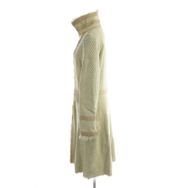 【中古】カールドノヒュー KARL DONOGHUE ムートン コート ラムスキン レザー 毛皮 ロング XS アイボリー レディース_2