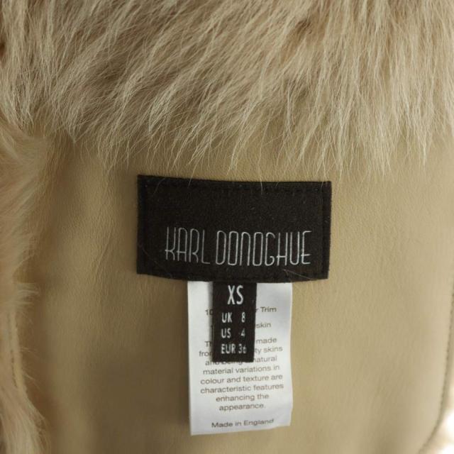 【中古】カールドノヒュー KARL DONOGHUE ムートン コート ラムスキン レザー 毛皮 ロング XS アイボリー レディース_6