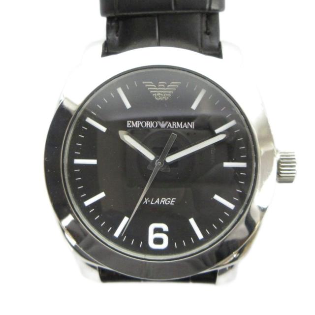 【中古】エンポリオアルマーニ EMPORIO ARMANI AR-5801 腕時計 X-LARGE ウォッチ クォーツ ラウンド レザーベルト