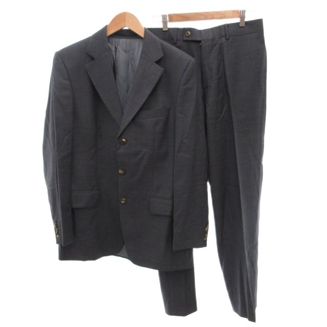 【中古】ヒューゴボス HUGO BOSS セットアップ スーツ ビジネス ジャケット パンツ ウール 52 グレー /FF ■GY18