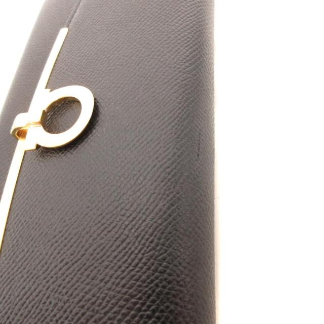 【中古】サルヴァトーレフェラガモ Salvatore Ferragamo 長財布 ウォレット レザー シボ ガンチーニフック ブラック