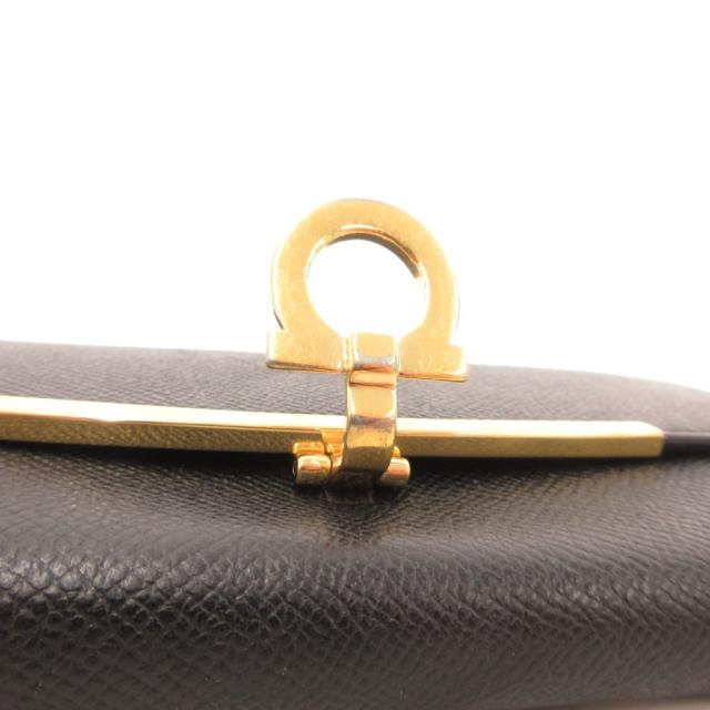 【中古】サルヴァトーレフェラガモ Salvatore Ferragamo 長財布 ウォレット レザー シボ ガンチーニフック ブラック