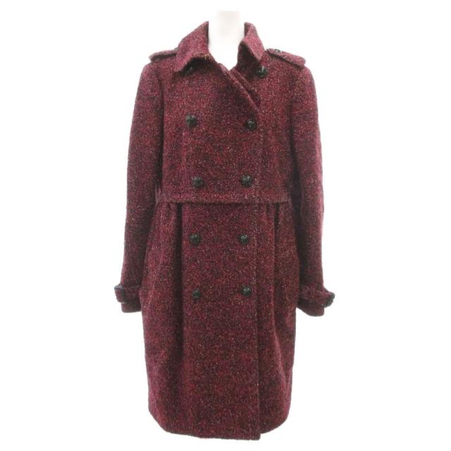 【中古】バーバリー ロンドン BURBERRY LONDON トレンチコート ツイード ミドル ハーフ ITA42 ピンクパープル系 /UO